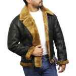Men’s RAF Sheepskin Shearling Aviator Jacket – Real Leather Pilot Flying Jacket