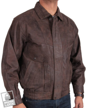 Men’s Classic Harrington Leather Bomber Jacket – Vintage Style Jacket Minsk