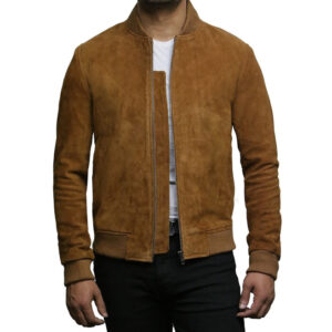 Men’s Retro Goat Suede Varsity Leather Bomber Jacket – Classic Vintage Style Athens