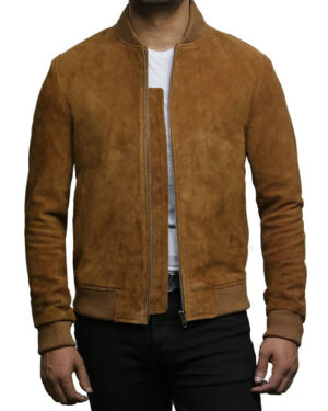 Men’s Retro Goat Suede Varsity Leather Bomber Jacket – Classic Vintage Style Athens