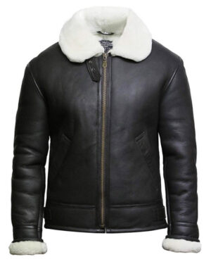Men’s B3 WWII Sheepskin Shearling Aviator Jacket – Classic Leather Pilot Flying Jacket - cream