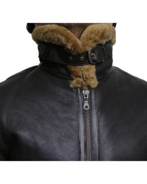 Leather Bomber Sheepskin Shearling Jacket Mens | B3 Aviator Flying Jacket - brown