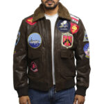 Men’s Top Gun A2 Leather Aviator Bomber Jacket – Vintage Flight Jacket San Diego