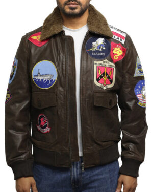 Men’s Top Gun A2 Leather Aviator Bomber Jacket – Vintage Flight Jacket San Diego