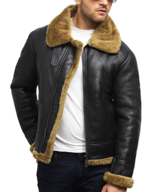 Leather Bomber Sheepskin Shearling Jacket Mens | B3 Aviator Flying Jacket