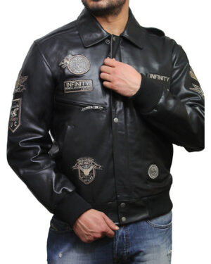 Men’s Brown Leather Aviator Bomber Jacket with Fur Collar – Vintage US Pilot Jacket