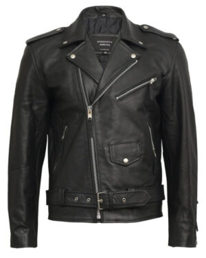 Women’s Black Fringe Leather Brando Biker Jacket – Tasseled Moto Jacket