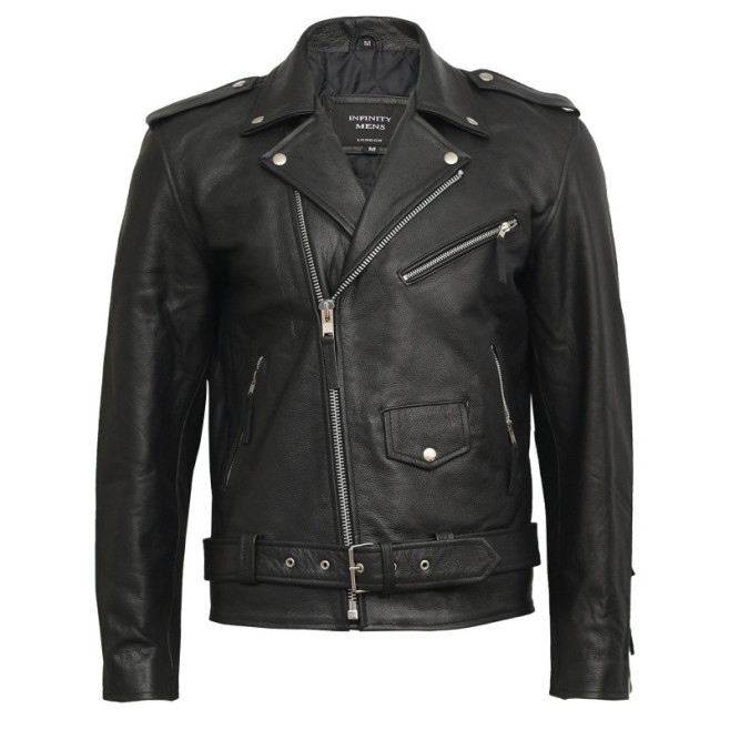 Women’s Black Fringe Leather Brando Biker Jacket – Tasseled Moto Jacket