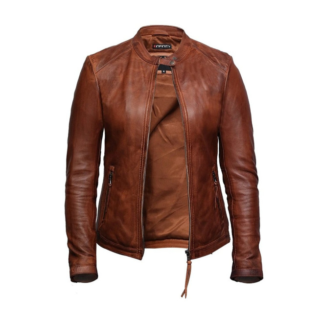 Women’s Tan Leather Moto Biker Jacket – Classic Style Jacket Prague