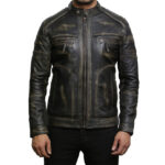 Men’s Vintage Black Leather Biker Jacket – Classic Motorcycle Jacket Naples
