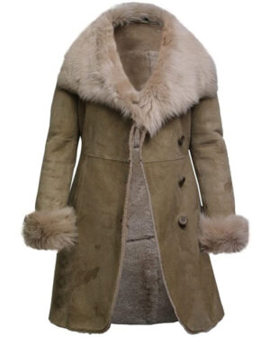 Women’s Suede Merino Shearling Coat with Toscana Collar – Luxury Winter Coat Hanoi