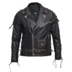 Men’s Embossed Brando Leather Biker Jacket – Classic Motorcycle Jacket Chicago
