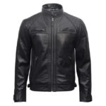 Men’s Vintage Quilted Leather Racing Biker Jacket – Zipped Motorcycle Jacket