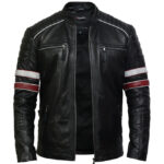 Men’s Quilted Leather Motorcycle Jacket – Racing Biker Jacket Brevik