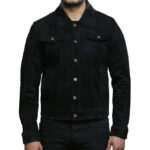 Men’s Vintage Goat Suede Leather Trucker Jacket – Classic Casual Jacket Taraz