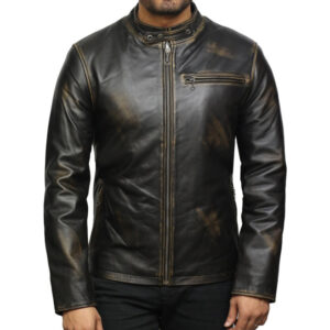 Men’s Vintage Black Leather Biker Jacket – Classic Motorcycle Jacket Sarajevo