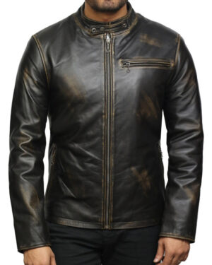 Men’s Vintage Black Leather Biker Jacket – Classic Motorcycle Jacket Sarajevo