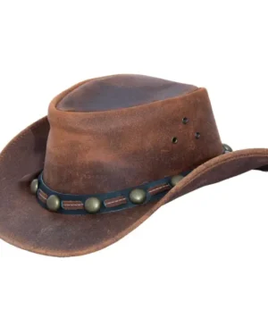 Australian Tan Brown Leather Cowboy Hat – Vintage Western Outback Bush Style - brown