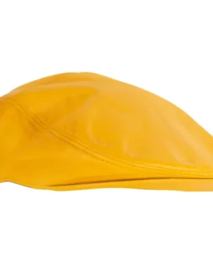 Men’s Leather Peaky Blinders Cap – Classic Newsboy Flat Hat - yellow
