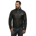 Men’s Retro Vintage Leather Biker Jacket – Classic Motorcycle Rider Jacket Cape Town