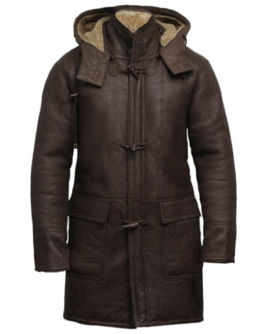 Men’s Sheepskin Hooded Duffle Coat – Leather Winter Coat Hanko