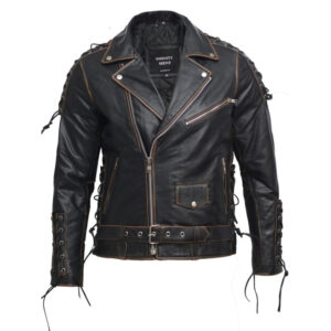 Women’s Black Brando Leather Biker Jacket – Classic Moto Jacket Bari