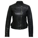 Women’s Classic Leather Moto Biker Jacket – Brando Style Jacket Loughton