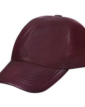 Unisex Nappa Leather Snapback Cap – Adjustable Plain Baseball Hat - burgundy