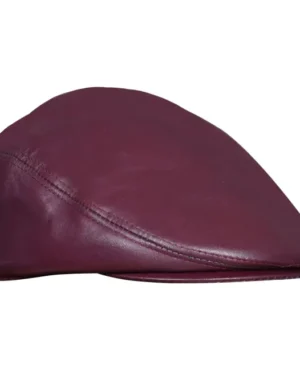 Men’s Leather Peaky Blinders Cap – Classic Newsboy Flat Hat - burgundy