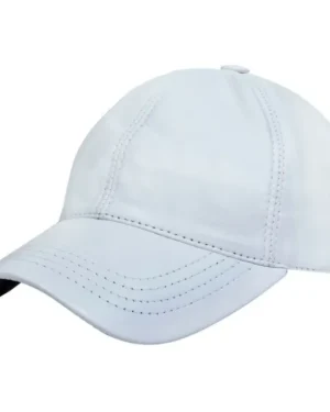 Unisex Nappa Leather Snapback Cap – Adjustable Plain Baseball Hat - white