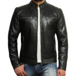 Men’s Quilted Leather Motorcycle Jacket – Vintage Biker Jacket Monaco