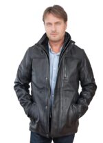 Men’s Warm Leather Biker Jacket – Mid-Length Classic Motorcycle Style