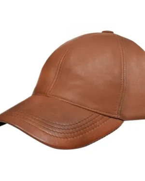 Unisex Nappa Leather Snapback Cap – Adjustable Plain Baseball Hat - tan