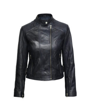 Women’s Leather Moto Biker Jacket – Classic Style Jacket Celaya