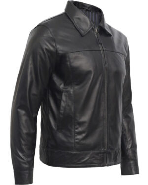 Men’s Retro Classic Nappa Leather Biker Jacket – Premium Motorcycle Jacket - black
