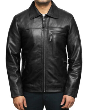 Men’s Harrington Cowhide Leather Jacket – Classic Casual Jacket Lima