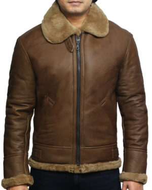 Men’s B3 WW2 Sheepskin Leather Aviator Jacket – Classic Pilot Flying Jacket Houston