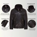 Men’s Hooded Leather Biker Jacket – Stylish Motorcycle Coat Stavern
