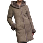 Women’s Suede Merino Sheepskin Parka Coat – Luxury Shearling Parka Tripoli