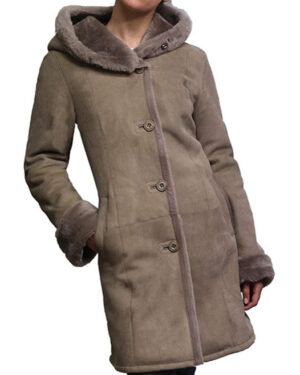 Women’s Suede Merino Sheepskin Parka Coat – Luxury Shearling Parka Tripoli