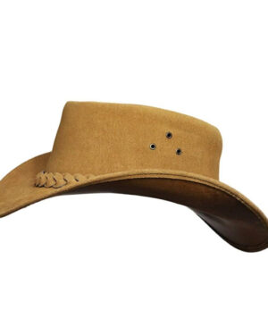 Suede Leather Cowboy Outback Hat – Classic Aussie Bush Hat - tan