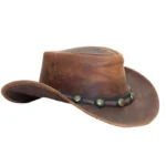 Australian Tan Brown Leather Cowboy Hat – Vintage Western Outback Bush Style