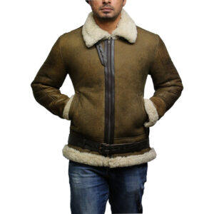 Men’s Brown Sheepskin Flight Jacket – Vintage Aviator Jacket Kansas