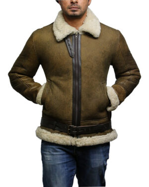 Men’s Brown Sheepskin Flight Jacket – Vintage Aviator Jacket Kansas