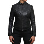 Women’s Fitted Leather Biker Jacket – Slim Fit Moto Jacket Maldon