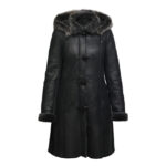 Women’s Black Hooded Shearling Duffle Coat – Sheepskin Leather Winter Coat Ottawa