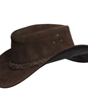 Suede Leather Cowboy Outback Hat – Classic Aussie Bush Hat - brown
