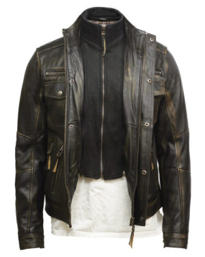 Men’s Vintage Retro Leather Biker Jacket – Classic Motorcycle Rider Jacket Toronto