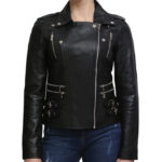 Women’s Classic Leather Brando Moto Biker Jacket – Loddon
