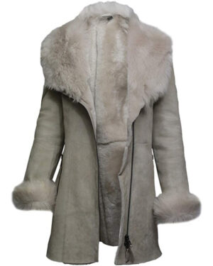 Women’s Suede Shearling Coat – Merino Sheepskin Winter Coat Samara